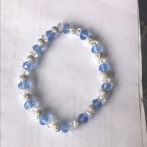 Elegant Silver and Blue Beaded Bracelet